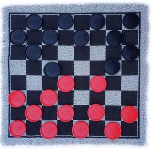 Bolaball Giant 3-in-1 Checkers Game, Tic Tac Toe and Mega Tic Tac Toe with Reversible Rug – Indoor/Outdoor Huge Board Games for Family Fun & Parties