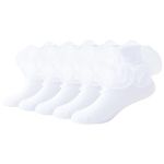 Girls Ruffle Socks Shiny Double Big Lace Socks 5 Pairs Turn Cuff Socks Frilly Dress Socks White Pageant Socks for Kids Girls (White, 6-8 Years)