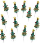 DECARETA Pack of 12 Christmas Cupcake Toppers, Cake Decoration, Merry Christmas Mini Cake Topper, Christmas Tree Cake Topper, Cake Decoration for Xmas Party