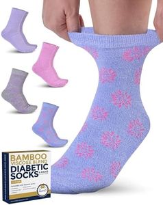 Pembrook Diabetic Socks for Women & Men - 4 Pairs Ankle Diabetic Socks socks for Neuropathy | Womens Diabetic Socks Size 9-11, Light Blue/Pink Sun, Grey/Purple Sun, Purple, Pink, L