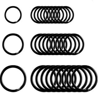 Round Flat Key Rings Key Chain Small Metal Split Ring for Home Car Keys Organization, 30 Pieces (Black, 3/4 Inch, 1 Inch and 1.25 Inch)