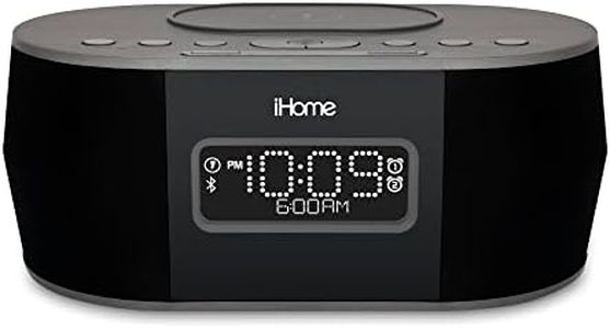 iHome iBTW38 Digital Alarm Clock with USB and Qi Wireless Charging for iPhone 13, 13 Pro ,13 Mini 12,11, XR, XS, X, 8, Galaxy S20, Z Flip, Fold, S10, S9, S8, Note 10, 9 and More