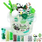 10 FL OZ Panda Clear Slime Bucket, Big Slime Kit with Slime Clay, Slime Party Favors for Kids, Glimmer Crunchy Slime Includes 9 Packs of Slime Add-ins, Super Soft and Non-Sticky