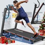 Folding Treadmill for Home, 7HP, 20 Auto Incline, 18km/h, 180KG limited, Foldable Running Machine for Heavy People 150KG or More with 3 APP, LED, Bluetooths, Silent Walking Pad for Home Office Gym
