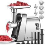 AAOBOSI Meat Grinder, [3000W Max] Meat Grinder Heavy Duty with 2 Stainless Steel Blades & 4 Grinding Plates, Sausage Maker & Kibbe Kit for Home Kitchen Use