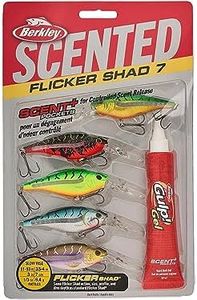 Berkley Scented Flicker Shad Tiger 5 Pack Fishing Lure, Assorted, 3/16 oz, 2.75in | 7 cm, Size, Profile and Dive Depth Imitates Real Shad, Equipped with Fusion19 Hook