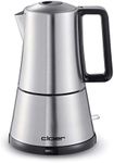 Cloer 5918 Moka Maker "Espresso Maker", 3-4 Cups, Stainless Steel Insert, Safety Shut-Off, Safety Valve, On/Off Switch, 365 W, Stainless Steel