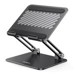 UGREEN Tablet Stand Holder for Desk, Dual Rod Support Desktop Mount, Adjustable Foldable Dock, Multi-Angle Riser Compatible with iPad Pro Air Mini, Black