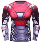 Red Plume Men's Iron Superhero Sports Shirt Party/Gift Running Functional Long Sleeve Tee (XXL)