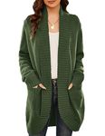 GRACE KARIN Duster Cardigans for Women Long Sleeve Knit Sweaters Curved Hem Open Front Cardigan ArmyGreen, XX-Large