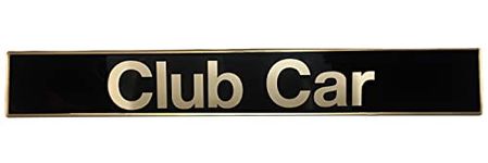 Club Car DS Golf Cart Name Plate, Replace OEM 1014198, Black Gold Decal, 18" X 2.24" Emblem