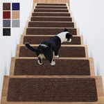 Stair Treads Non-Slip Carpet Indoor Set of 13 Brown Carpet Stair Tread Treads Stair Rugs Mats Rubber Backing (30 x 8 inch),(Brown, Set of 13)