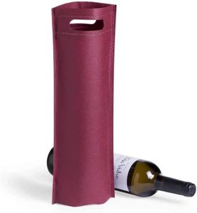 VINAK - 10 Sacchetti per Bottiglie di Vino - Champagne in Materiale Non Tessuto Termosaldato ad Alta Resistenza con Manico | Sacchetti regalo, matrimonio, battesimo, compleanno (B - Bordeaux, 10)