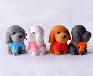 The decorshed Puppies for Home Decor, Miniature, Tray Decor, Bonsai Decor, (Puppies Pack of 4, Multi Colour)