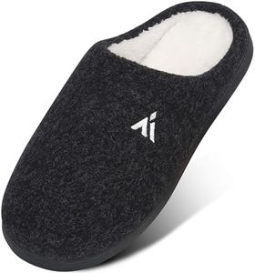 Mishansha Hommes Chaussons en Feutre Chaude Pantoufles Doux Chaussons Doublure Antidérapage Chaudes Slippers Automne Hiver, Noir 43