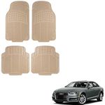 Autokaar Rubber Car Foot Mat for Audi A4 (Set of 4, Beige)