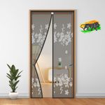 LifeKrafts Polyester Door Mosquito Net with Magnets |Mosquito Curtain for All Door Types and Sizes | Auto Close Insect Screen | (Size 200 * 100cm,Jacquard Grey Color)