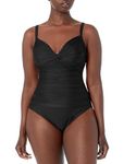 Hilor Women's One Piece Swimsuits Ruched Twist Front Swimwear Underwire Tummy Control Bathing Suits Monokini Black 6