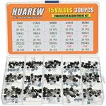 HUAREW 15 Values 300 Pcs Transistors NPN C945 C1815 S8050 S9013 S9014 S9018 2N2222 2N3904 2N5551 PNP A1015 S8550 S9012 S9015 2N3906 2N5401 BJT Bipolar Junction Transistor Assortment Kit