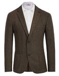 PJ PAUL JONES Men's Irish Wool Blend Blazer Notch Lapel Herringbone Tweed Sport Coat Brown L