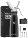 SimCoker Whipped Cream Dispenser, Aluminum Cream Whipper 500mL/1 Pint,3 Stainless Culinary Decorating Nozzles, 1 Brush, 1 Storage Bag, Homemade Cream Maker, N2O Chargers Not Included