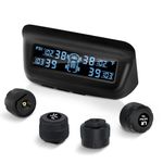 Masoll Tire Pressure Monitoring System, RV/Trailler TPMS with Solar Charging & Auto Calibration, M13 LCD Display tpms 4 sensors (0-87PSI)