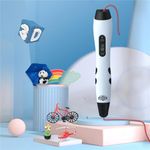 TEQStone 3D Pen for Kids and Adults, TG-17 3D Printing Pen 3D Drawing Pen LED Display Random Auto Feeding 28 Colors PLA Refills 5 Gears of Speed.Intelligent Sleep Mode Non-Clogging (White)