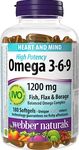 Webber Naturals Omega 3-6-9 1,200 mg Fish Oil, 180 Clear Enteric No Fishy Aftertaste Softgels, Supports Cardiovascular Health and Brain Function