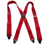 Hold-Ups® Red Snow Ski Suspenders, Patented Gripper Clasps X-Back 1 1/2" wide