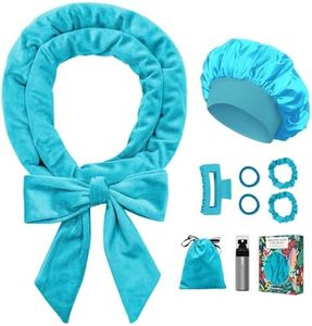 Gwabee Heatless Curls Overnight Hair Curler, 70" Soft Hair Curlers to Sleep In No Heat Curls Overnight, 9 PCS No Heat Curlers Set for Women - Blue