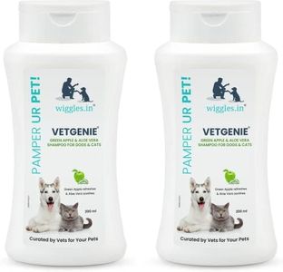 WIGGLES VetGenie Dog Cat Bath Shampoo Puppy, 400ml - Odor Eliminating, Itching Skin Relief, Improves Skin Coat Health - Green Apple & Aloe Vera Extract (Pack of 2)
