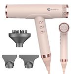 slopehill Ionic Hair Dryer - Professional High-Speed Fast Drying, Lightweight Hairdryer with Curly Diffuser, Powerful Quiet Blow Dryer for Women Salon Travel, 3 Rotating Magnetic Attachments, Pink