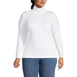 Lands' End Women's Lightweight Jersey Skimming Long Sleeve Turtleneck, White, XX-Large Plus