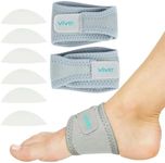 Vive Foot Arch Support Brace (Pair) - Wrap Corrector for Flat Foot, Plantar Fasciitis, Pain Relief, Fallen Arches - Compression Sleeve Strap for Feet - Gel Bands Inserts For Women & Men - Insert for