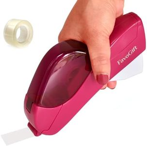 FavoGift Handheld Packaging Tape Dispenser Gun with Auto Cutter - One-Handed, Safe & Convenient, No Batteries Needed, Compatible with 1/2'' to 3/4'' Tape (Included KissDeer® Tape Roll), Pink Design