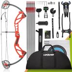 Compound Bow Archery Sets for Youth & Kids,Beginners, Right Hand Compound Bows, Draw Length 18"-27",15-30 lbs Draw Weight, 260fps, Hunting Bow Archery Arrows Set (Red)
