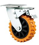 Krevia 8Inch Caster Wheel |Heavy Duty Locking 360 Degree Casters with Polyurethane Industrial Wheel for Cart Furniture (Orange, 1Pc)