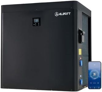 Albott Swimming Pool Heat Pump, 150,000 BTU Electric Pool Heater for Above Ground and Inground Pools, Heating and Cooling for Pools up to 45000 Gallons, Bluetooth Control, 220V, Black