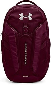 Under Armour Hustle Pro Backpack, Dark Cherry/Dark Cherry/Metallic Tin, One Size