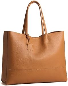 ADORATTI Italian Leather Tote Bag for Women - Large Shoulder Shopper, Fits 16” Laptop, Keychain Holder, Made in Italy - Camel Brown
