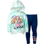 Paw Patrol Skye Toddler Girls Pullover Crossover Fleece Hoodie and Leggings Outfit Set Blue/White 5T