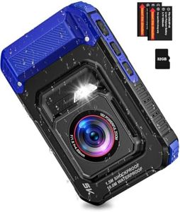 5K 33FT Underwater Camera 96MP Waterproof Digital Camera, WiFi Autofocus Dual-Lens Selfie, 5FT Shockproof 16X Zoom Filters, Compact Point and Shoot Camera for Snorkeling Surfing Swimming, Blue