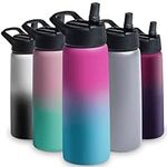 Triple-Insulated Stainless Steel Water Bottle with Straw Lid - Flip-Top Lid - Wide-Mouth Cap (25 oz) Insulated Water Bottles, Keeps Hot and Cold - Sports Canteen Water Bottle