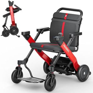 PAISEEC 2-in-1 Foldable Electric Wheelchair for Adults, Lightweight Power Wheelchair Walker Combo, Easy Control and Folding, Airline-Approved, 18-Mile Range, Red, Left-Handed