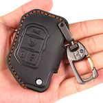 EASYANT Handmade Leather Car Key Fob Cover Compatible with 2018 - 2023 Jeep Wrangler Gladiator Sahara Rubicon 4 Buttons Black…