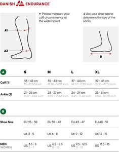 DANISH ENDURANCE Compression Socks, Blue, Size 43-47