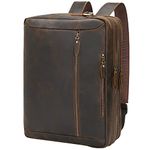 TIDING Convertible Leather Briefcase Backpack 17 Inch Laptop Case Business Messenger Shoulder Bag, Dark Brown, For 17.3 inch laptop, Retro