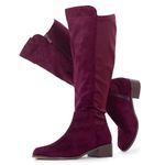 RF ROOM OF FASHION Women's Wide Calf Knee High Riding Boots, Wine Su, 10 Wide