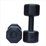 ARTINO 3Kg Pair Hexa PVC Dumbbells Set For Home Gym, Exercise & Fitness Dumbbell (Black) Fixed Weight Dumbbell (3kg X 2Pc)