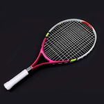 Junior Tennis Racket, Durable String Single Tennis Racquet for Kids Training Practice with Carrying Bag (3 Colors)(Rose Red)